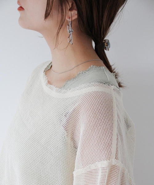 Crisp（クリスプ）の「メッシュショートカーディガン（カーディガン/ボレロ・レディース・ナチュラル/ピンク・FREE）」の18枚目の写真