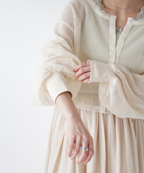 Crisp（クリスプ）の「メッシュショートカーディガン（カーディガン/ボレロ・レディース・ナチュラル/ピンク・FREE）」の20枚目の写真