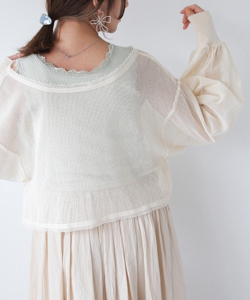 Crisp（クリスプ）の「メッシュショートカーディガン（カーディガン/ボレロ・レディース・ナチュラル/ピンク・FREE）」の22枚目の写真