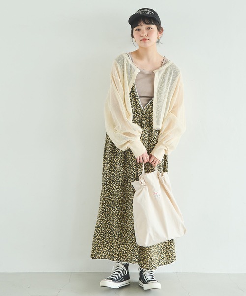 Crisp（クリスプ）の「メッシュショートカーディガン（カーディガン/ボレロ・レディース・ナチュラル/ピンク・FREE）」の5枚目の写真