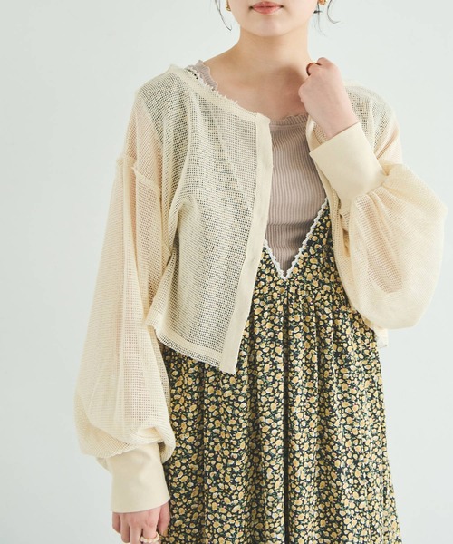 Crisp（クリスプ）の「メッシュショートカーディガン（カーディガン/ボレロ・レディース・ナチュラル/ピンク・FREE）」の8枚目の写真