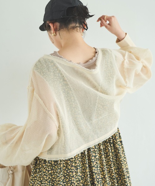 Crisp（クリスプ）の「メッシュショートカーディガン（カーディガン/ボレロ・レディース・ナチュラル/ピンク・FREE）」の11枚目の写真