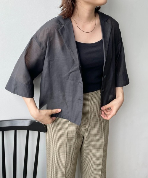 LOWRYS FARM（ローリーズファーム）の「シアーショートシャツＳＳ＊　963475（シャツ/ブラウス・レディース・パープル/ブラック/アイボリー・FREE）」の10枚目の写真