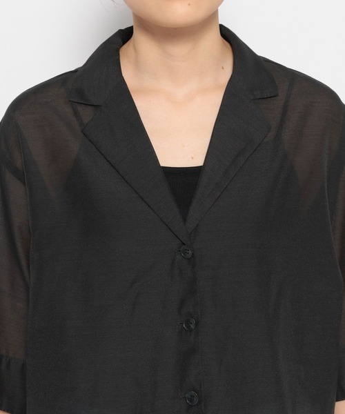 LOWRYS FARM（ローリーズファーム）の「シアーショートシャツＳＳ＊　963475（シャツ/ブラウス・レディース・パープル/ブラック/アイボリー・FREE）」の15枚目の写真