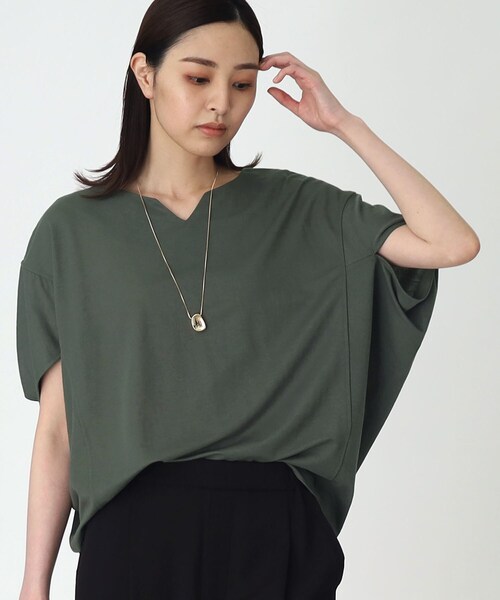 THE SHOP TK (ザ ショップ ティーケー )の「◆【腕周りカバー】バルーンシルエットプルオーバー(Tシャツ/カットソー・レディース・ブラック/ダークオリーブ/ホワイト系・99)」の3枚目の写真