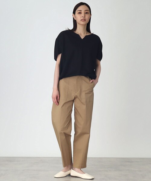 THE SHOP TK (ザ ショップ ティーケー )の「◆【腕周りカバー】バルーンシルエットプルオーバー(Tシャツ/カットソー・レディース・ブラック/ダークオリーブ/ホワイト系・99)」の7枚目の写真