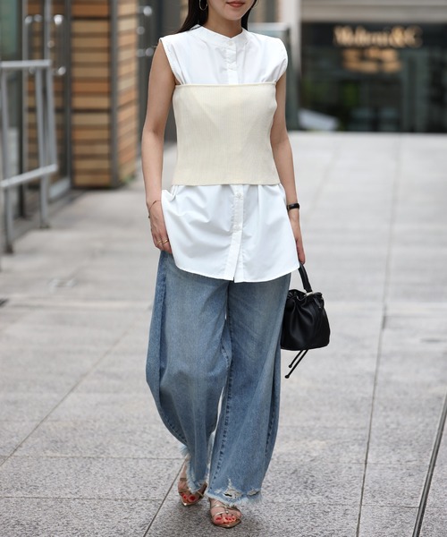 Bonjour Sagan（ボンジュールサガン）の「リブビスチェ（チューブトップ・レディース・チャコールグレー/アイボリー・FREE）」の3枚目の写真