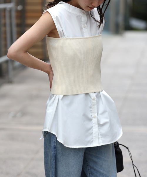 Bonjour Sagan（ボンジュールサガン）の「リブビスチェ（チューブトップ・レディース・チャコールグレー/アイボリー・FREE）」の10枚目の写真