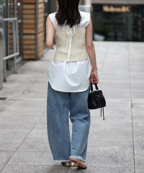 Bonjour Sagan（ボンジュールサガン）の「リブビスチェ（チューブトップ・レディース・チャコールグレー/アイボリー・FREE）」の12枚目の写真