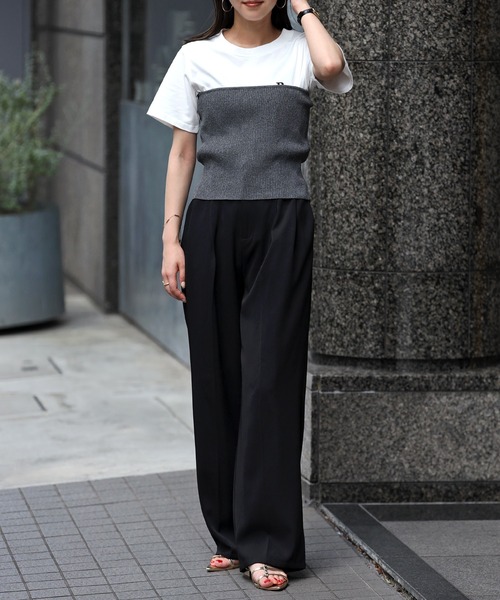 Bonjour Sagan（ボンジュールサガン）の「リブビスチェ（チューブトップ・レディース・チャコールグレー/アイボリー・FREE）」の5枚目の写真