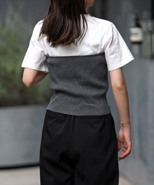 Bonjour Sagan（ボンジュールサガン）の「リブビスチェ（チューブトップ・レディース・チャコールグレー/アイボリー・FREE）」の4枚目の写真