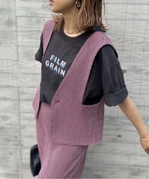 【2WAY】チェック柄シャーリング ビスチェ・ベスト