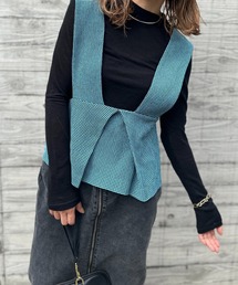 mi via loca | 【2WAY】チェック柄シャーリング ビスチェ・ベスト(ベスト)