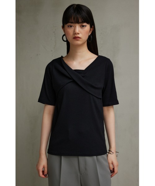 AZUL by moussy(アズールバイマウジー)の「フロントツイストリブトップス(Tシャツ/カットソー・レディース・オフホワイト/ブラック/ボルドー・SMALL/MEDIUM)」の16枚目の写真