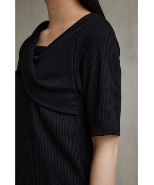 AZUL by moussy(アズールバイマウジー)の「フロントツイストリブトップス(Tシャツ/カットソー・レディース・オフホワイト/ブラック/ボルドー・SMALL/MEDIUM)」の20枚目の写真
