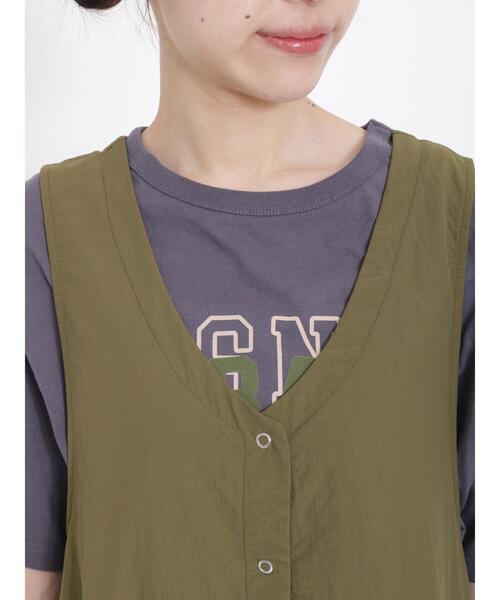 Samansa Mos2（サマンサ モスモス）の「◎後ろリボンナイロンジャンパースカート（ワンピース・レディース・ブラック/ベージュ/カーキ・F）」の5枚目の写真