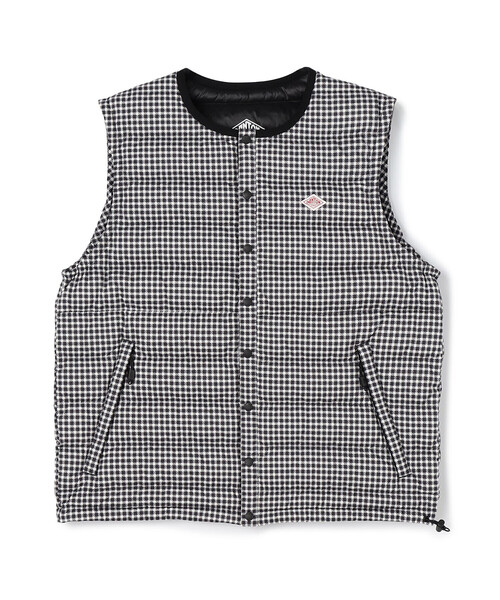 DANTON（ダントン）の「WOMEN'S PRINTED PLAID INNER DOWN CREWNECK VEST（ダウンベスト・レディース・ブラック系その他/ベージュ系その他/ブラウン系その他・S/M/XS）」の2枚目の写真