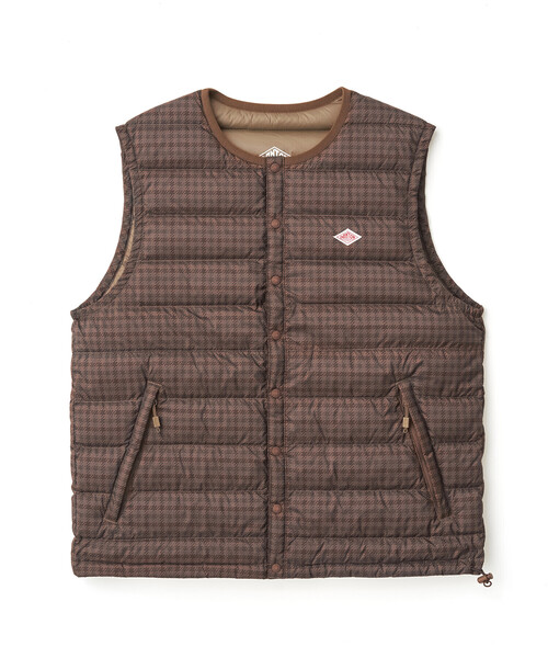 DANTON（ダントン）の「WOMEN'S PRINTED PLAID INNER DOWN CREWNECK VEST（ダウンベスト・レディース・ブラック系その他/ベージュ系その他/ブラウン系その他・S/M/XS）」の4枚目の写真