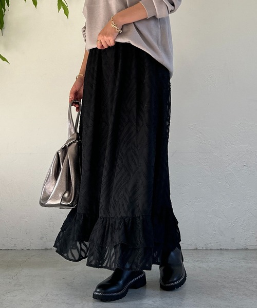 un dix cors（アンディコール）の「ジャガードフラワースカート（スカート・レディース・オレンジ/ブラック・FREE）」の13枚目の写真