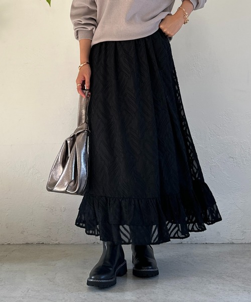 un dix cors（アンディコール）の「ジャガードフラワースカート（スカート・レディース・オレンジ/ブラック・FREE）」の16枚目の写真