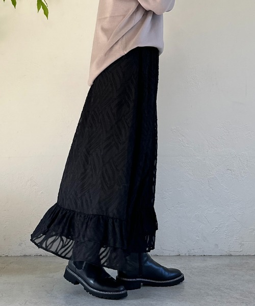 un dix cors（アンディコール）の「ジャガードフラワースカート（スカート・レディース・オレンジ/ブラック・FREE）」の15枚目の写真