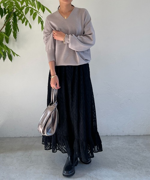 un dix cors（アンディコール）の「ジャガードフラワースカート（スカート・レディース・オレンジ/ブラック・FREE）」の22枚目の写真