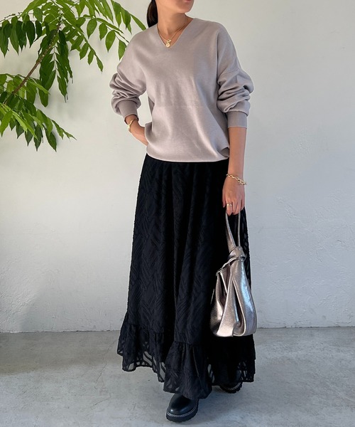 un dix cors（アンディコール）の「ジャガードフラワースカート（スカート・レディース・オレンジ/ブラック・FREE）」の18枚目の写真