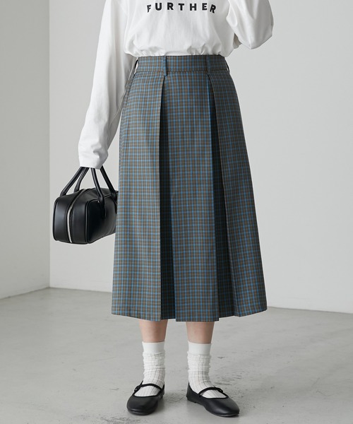 【美品】エストネーション ビス　チェック　ボックスプリーツ　膝丈　フレアスカート 美品】エストネーション ビス チェック ボックスプリーツ 膝丈