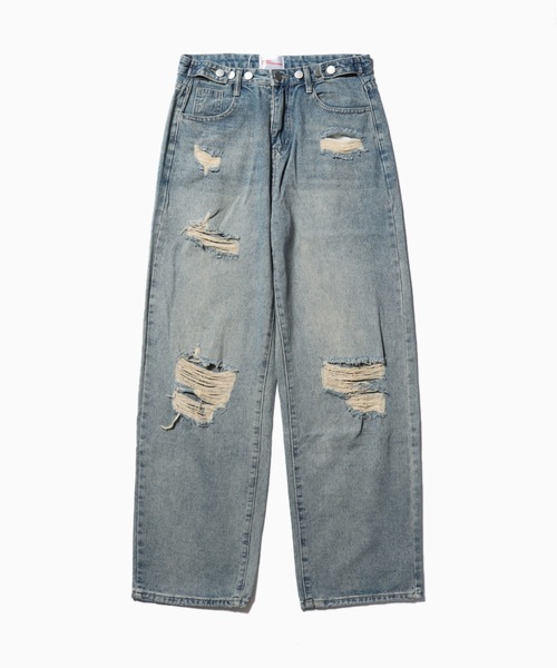 realsyndrome(リアルシンドローム)の「Tattered Denim Pants デニムパンツ(デニムパンツ・メンズ・ブルー・M/L/XL)」の1枚目の写真