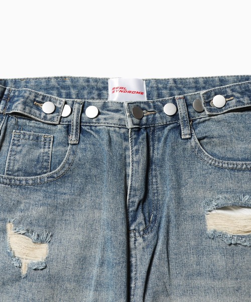 realsyndrome(リアルシンドローム)の「Tattered Denim Pants デニムパンツ(デニムパンツ・メンズ・ブルー・M/L/XL)」の2枚目の写真