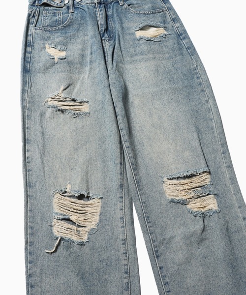 realsyndrome(リアルシンドローム)の「Tattered Denim Pants デニムパンツ(デニムパンツ・メンズ・ブルー・M/L/XL)」の6枚目の写真