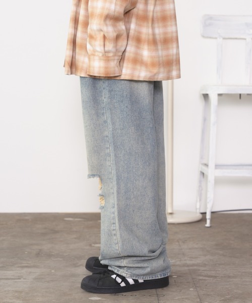 realsyndrome(リアルシンドローム)の「Tattered Denim Pants デニムパンツ(デニムパンツ・メンズ・ブルー・M/L/XL)」の12枚目の写真