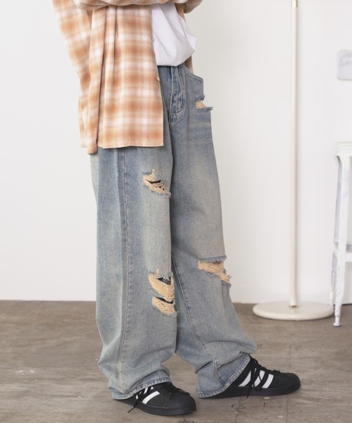 realsyndrome(リアルシンドローム)の「Tattered Denim Pants デニムパンツ(デニムパンツ・メンズ・ブルー・M/L/XL)」の15枚目の写真