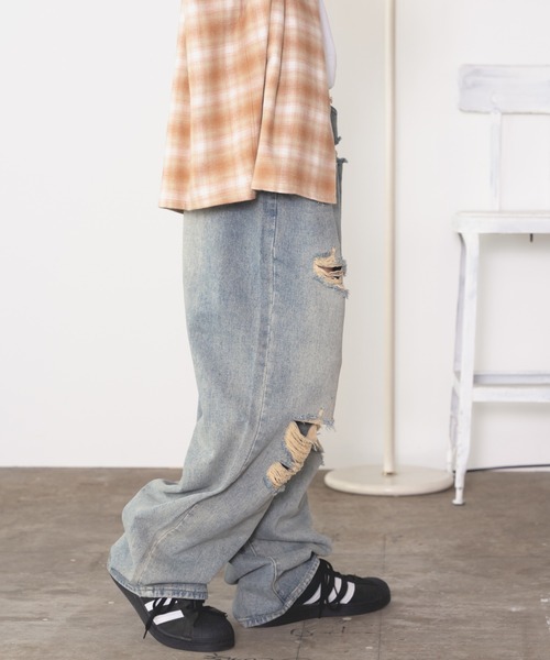 realsyndrome(リアルシンドローム)の「Tattered Denim Pants デニムパンツ(デニムパンツ・メンズ・ブルー・M/L/XL)」の16枚目の写真