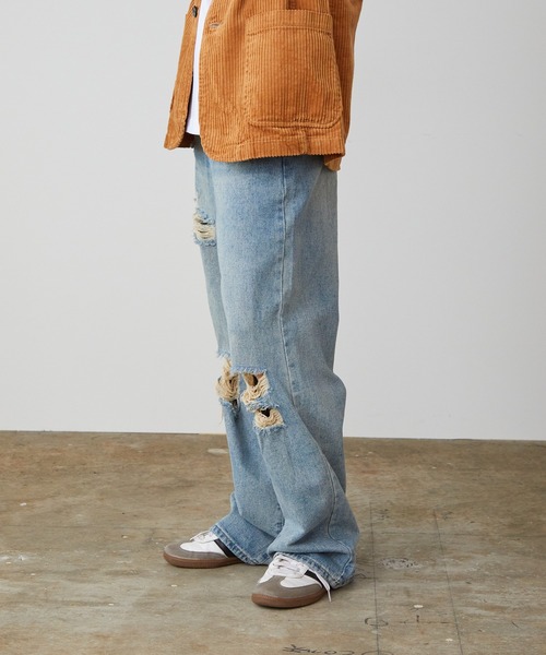 realsyndrome(リアルシンドローム)の「Tattered Denim Pants デニムパンツ(デニムパンツ・メンズ・ブルー・M/L/XL)」の20枚目の写真