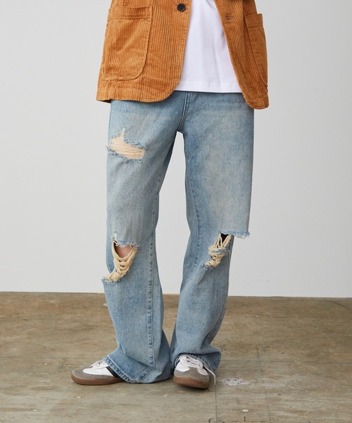 realsyndrome(リアルシンドローム)の「Tattered Denim Pants デニムパンツ(デニムパンツ・メンズ・ブルー・M/L/XL)」の19枚目の写真