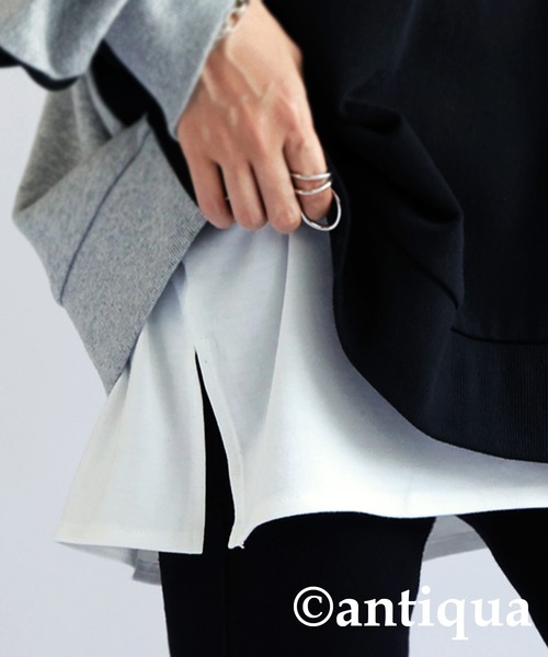 antiqua（アンティカ）の「レイヤードキャミソール（キャミソール・レディース・ブラック/ホワイト・FREE）」の2枚目の写真