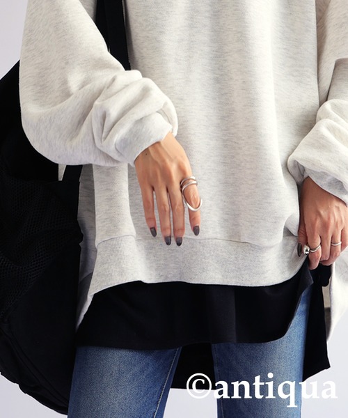 antiqua（アンティカ）の「レイヤードキャミソール（キャミソール・レディース・ブラック/ホワイト・FREE）」の14枚目の写真