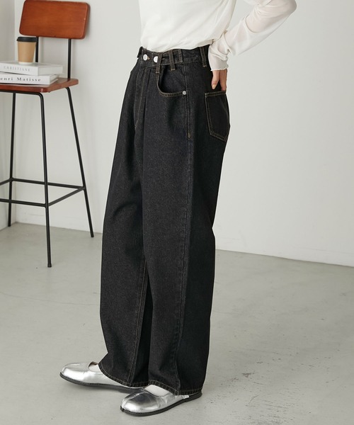 forksy.(フォルクシー)の「【forksy.】ウエスト調整ボタンデニムパンツ(デニムパンツ・レディース・ダークグレー/ネイビー/ブルー・FREE)」の8枚目の写真