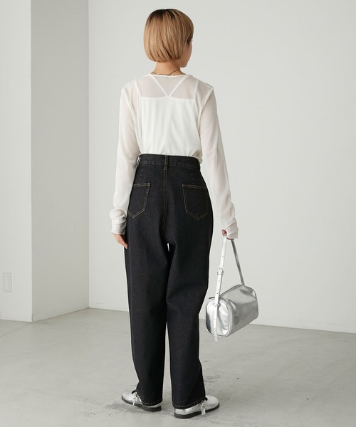 forksy.(フォルクシー)の「【forksy.】ウエスト調整ボタンデニムパンツ(デニムパンツ・レディース・ダークグレー/ネイビー/ブルー・FREE)」の12枚目の写真