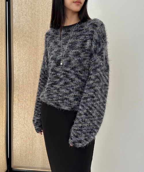 Didot.showroom（ディドット ショールーム）の「マーブル シャギーニット（ニット/セーター・レディース・ブラック/グレー/ブルー・FREE）」の2枚目の写真