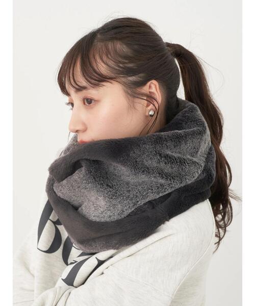 earth music&ecology（アースミュージックアンドエコロジー）の「ファースヌード（ストール/ショール・レディース・ライトベージュ/ブラック・FREE）」の4枚目の写真