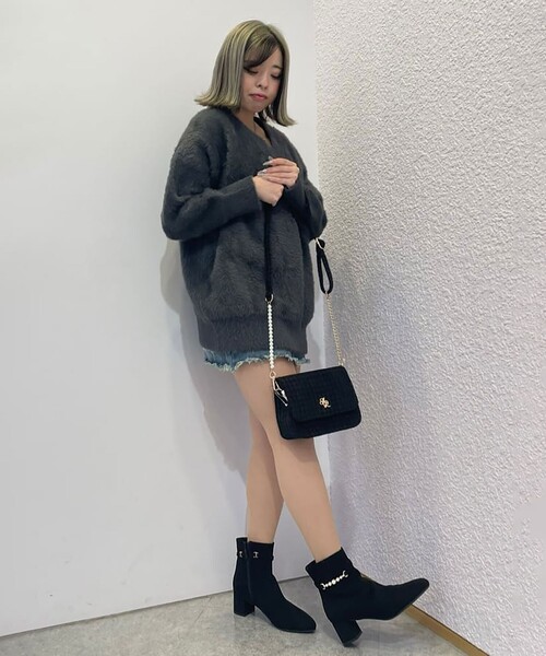 ESPERANZA(エスペランサ)の「◆アーモンドトゥサイドフェイクパール2WAYショートブーツ(ブーツ・レディース・ブラック/ダークウッド/こしょう色系/ブラック系・LL/S/M/L)」の15枚目の写真