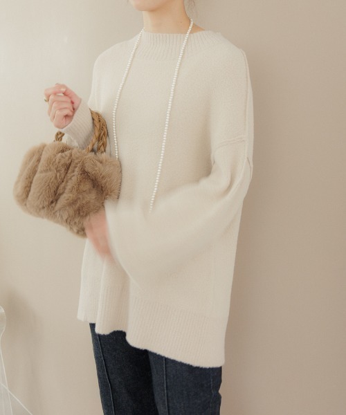 flower(フラワー)の「スムースタートルニット(ニット/セーター・レディース・ピンク/ホワイト・FREE)」の4枚目の写真