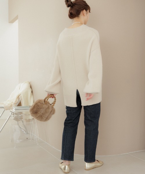 flower(フラワー)の「スムースタートルニット(ニット/セーター・レディース・ピンク/ホワイト・FREE)」の6枚目の写真