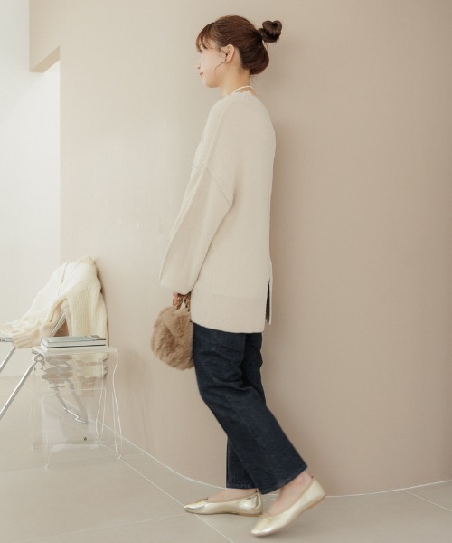 flower(フラワー)の「スムースタートルニット(ニット/セーター・レディース・ピンク/ホワイト・FREE)」の7枚目の写真