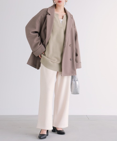 n'OrLABEL（ノアールレーベル）の「『キーネック×ぽわん袖ニット』（ニット/セーター・レディース・チャコールグレー/ブラック/グレイッシュブルー/グレイッシュベージュ/ボルドー・FREE）」の17枚目の写真