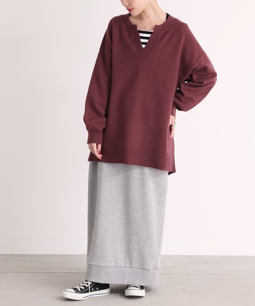 n'OrLABEL（ノアールレーベル）の「『キーネック×ぽわん袖ニット』（ニット/セーター・レディース・チャコールグレー/ブラック/グレイッシュブルー/グレイッシュベージュ/ボルドー・FREE）」の19枚目の写真