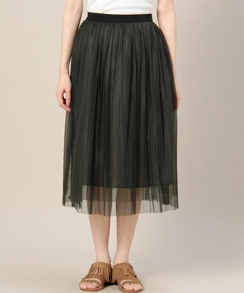 BEAUTY&YOUTH UNITED ARROWS（ビューティーアンドユースユナイテッドアローズ）の「BY チュールプリーツフレアスカート ◆：（スカート・レディース・ブラック/ダークグリーン・フリー）」の5枚目の写真