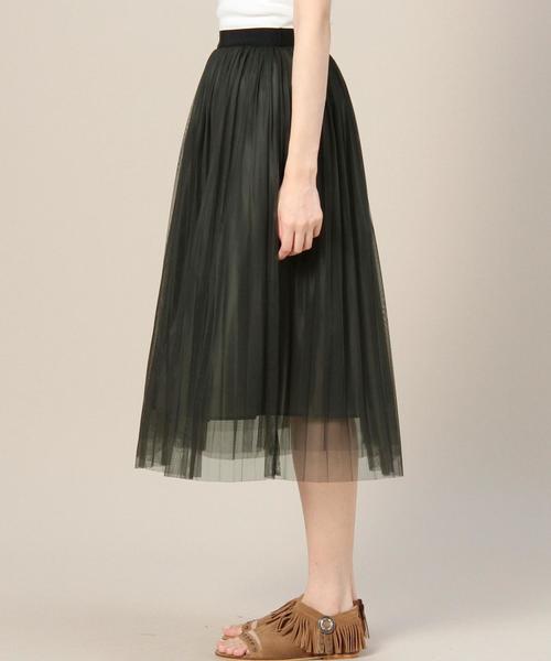 BEAUTY&YOUTH UNITED ARROWS（ビューティーアンドユースユナイテッドアローズ）の「BY チュールプリーツフレアスカート ◆：（スカート・レディース・ブラック/ダークグリーン・フリー）」の6枚目の写真